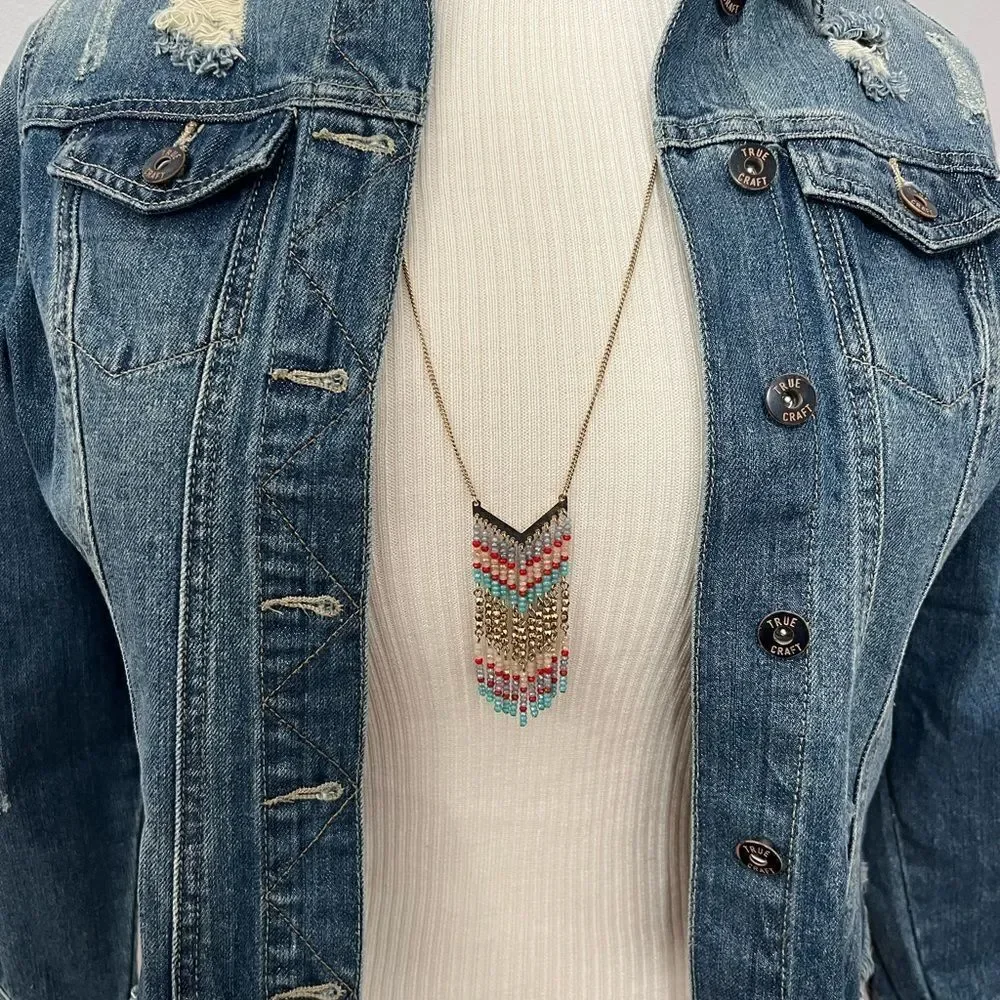 NWOT True Craft Distressed Cropped Blue‎ Jean Jacket - 0X